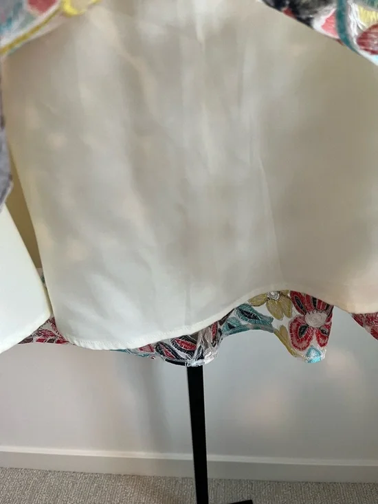 Anthropologie Eva Franco Floral Embroidered Midi Skirt Sz 10 A-Line Mesh Overlay - Picture 9 of 16